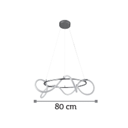 InLight Κρεμαστό φωτιστικό LED 80W 3000K από χρώμιο μέταλλο και σωλήνα σιλικόνης D:80cm (6017-A-CH)