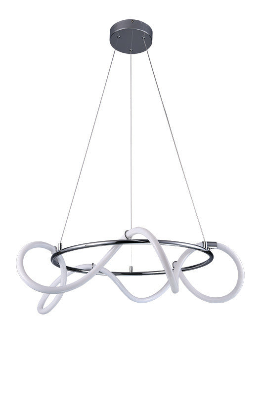 InLight Κρεμαστό φωτιστικό LED 80W 3000K από χρώμιο μέταλλο και σωλήνα σιλικόνης D:80cm (6017-A-CH)