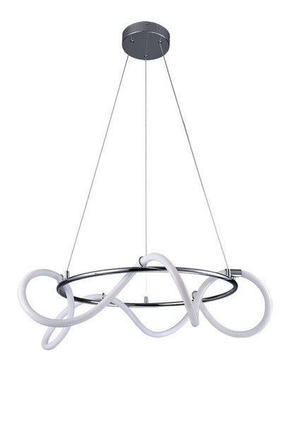 InLight Κρεμαστό φωτιστικό LED 80W 3000K από χρώμιο μέταλλο και σωλήνα σιλικόνης D:80cm (6017-A-CH)