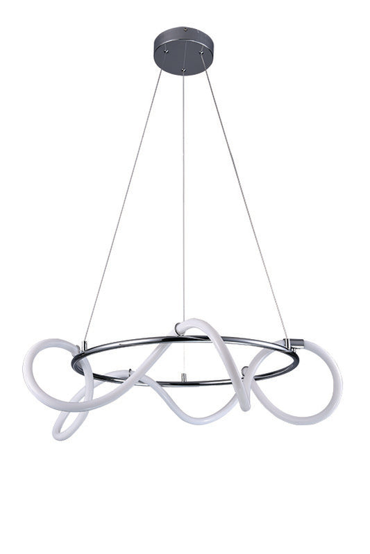 InLight Κρεμαστό φωτιστικό LED 80W 3000K από χρώμιο μέταλλο και σωλήνα σιλικόνης D:80cm (6017-A-CH)
