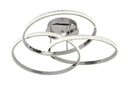 Inlight Πλαφονιέρα οροφής LED 52W 3CCT από χρώμιο αλουμίνιο και ακρυλικό D:60cm (6091-Chrome)