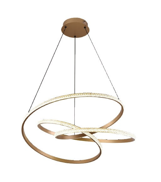Inlight Κρεμαστό φωτιστικό LED 40W 3CCT (by switch on base) σε χρυσή απόχρωση D:45cm (6092-B-Golden)