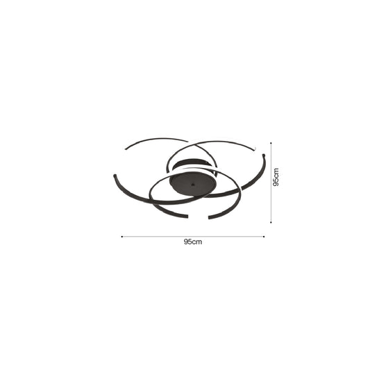 Inlight Πλαφονιέρα οροφής LED 100W 3CCT σε μαύρη απόχρωση D:95cm (6111-A)