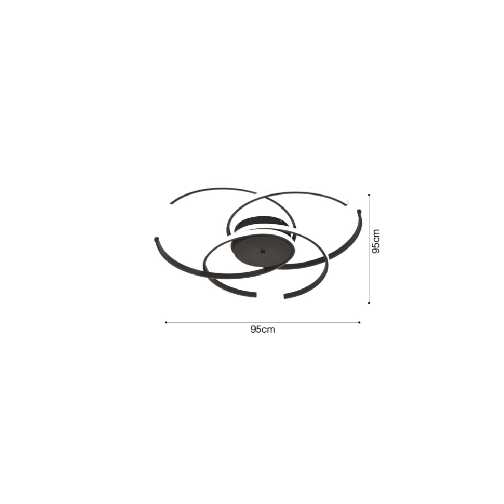 Inlight Πλαφονιέρα οροφής LED 100W 3CCT σε μαύρη απόχρωση D:95cm (6111-A)