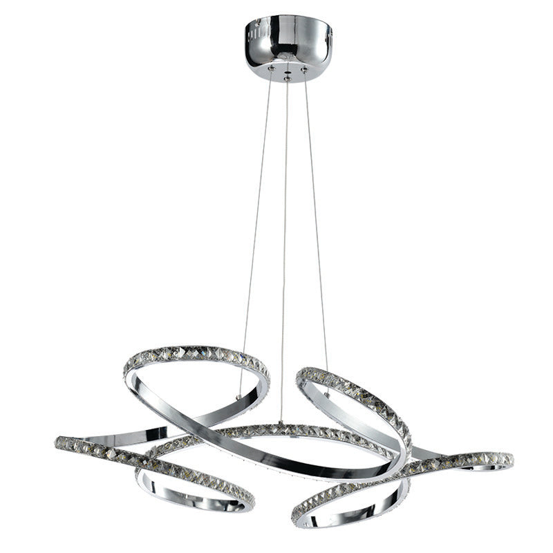 InLight Κρεμαστό φωτιστικό LED 85W 4000K από χρώμιο αλουμίνιο και κρύσταλλα D:60cm (6181-Χρώμιο)
