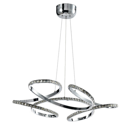 InLight Κρεμαστό φωτιστικό LED 85W 4000K από χρώμιο αλουμίνιο και κρύσταλλα D:60cm (6181-Χρώμιο)
