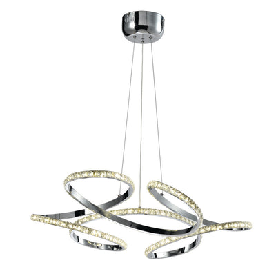 InLight Κρεμαστό φωτιστικό LED 85W 4000K από χρώμιο αλουμίνιο και κρύσταλλα D:60cm (6181-Χρώμιο)