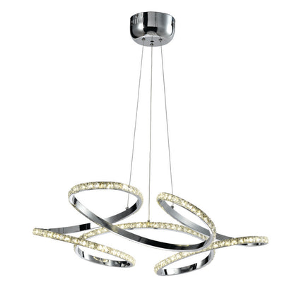 InLight Κρεμαστό φωτιστικό LED 85W 4000K από χρώμιο αλουμίνιο και κρύσταλλα D:60cm (6181-Χρώμιο)