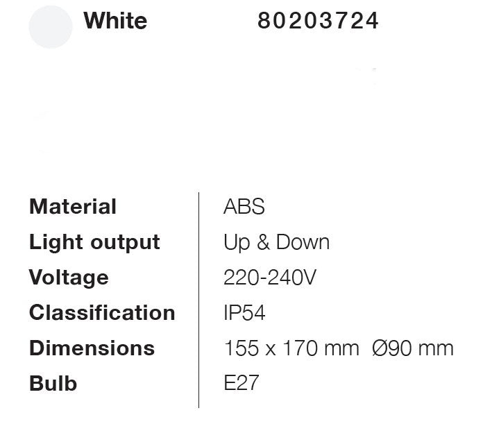 it-Lighting Candler E27 Up or Down Outdoor Light in White Color (80203724)