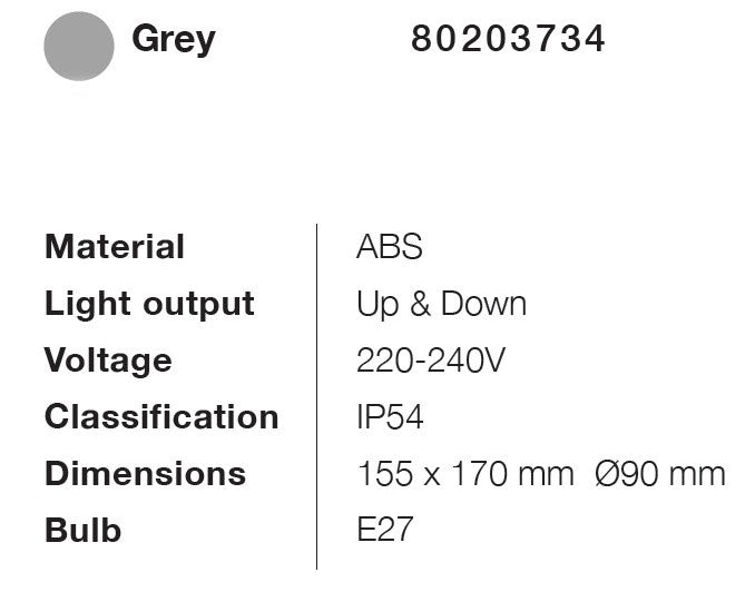 it-Lighting Candler E27 Up or Down Outdoor Light in Gray Color (80203734)