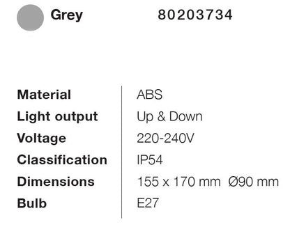 it-Lighting Candler E27 Up or Down Outdoor Light in Gray Color (80203734)