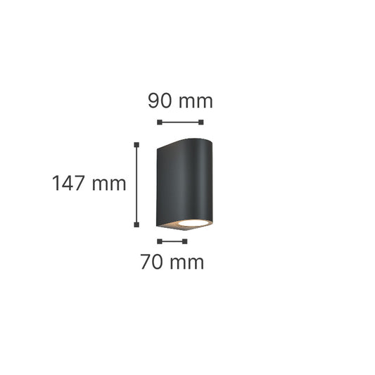 it-Lighting Michigan 2xGU10 Outdoor Up-Down Wall Lamp Grey D14.7cmx9cm (80200134)