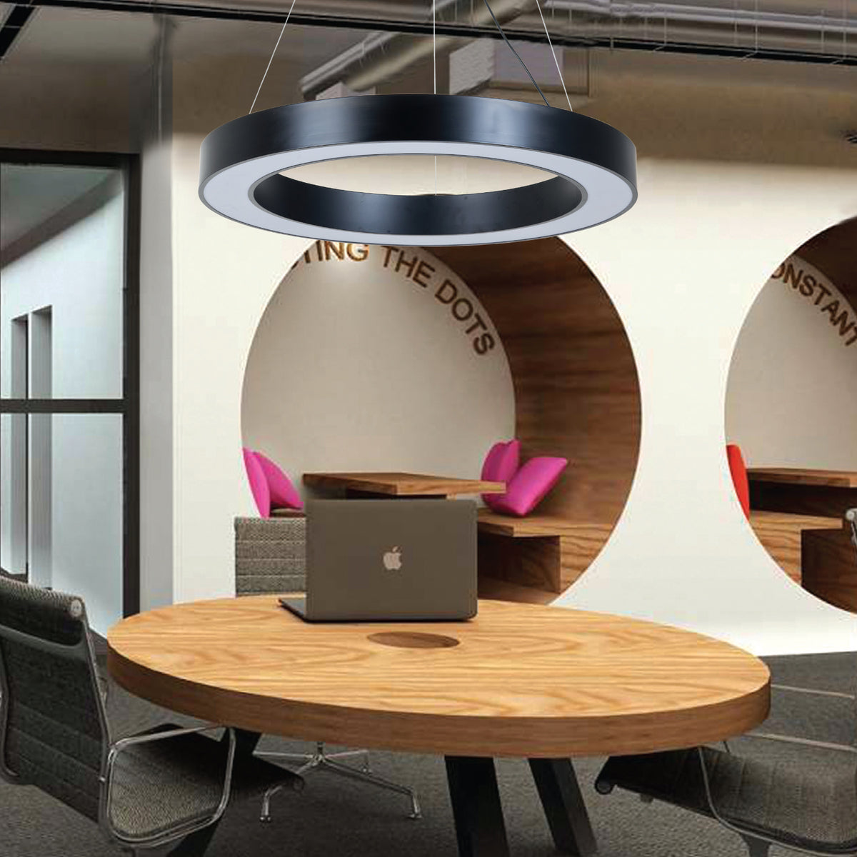 InLight Κρεμαστό φωτιστικό LED 50W 4000K σε λευκή απόχρωση D:80cm (6171-80-WH)