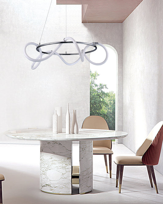InLight Κρεμαστό φωτιστικό LED 80W 3000K από χρώμιο μέταλλο και σωλήνα σιλικόνης D:80cm (6017-A-CH)