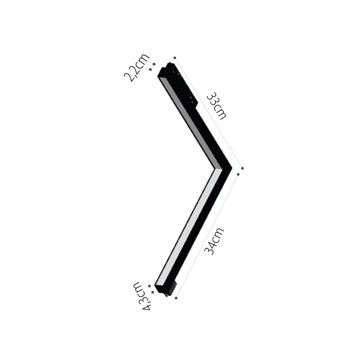 InLight Γραμμικό φωτιστικό γωνία LED 24W 3000K για μαγνητική ράγα σε μαύρη απόχρωση D:30cmX30cm (T05801-BL)