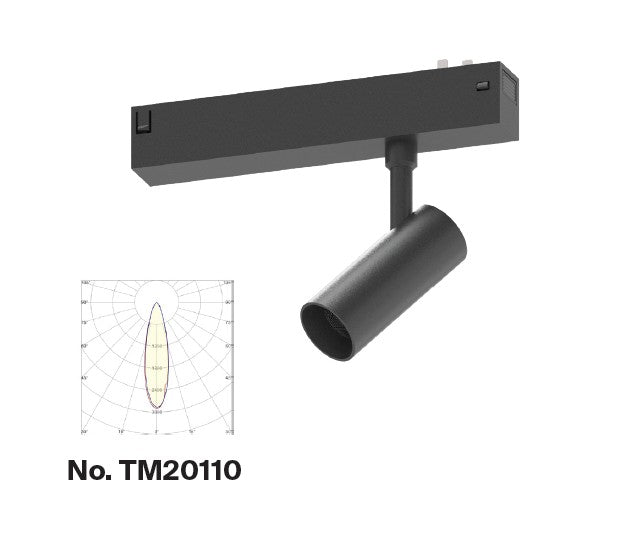 Inlight Φωτιστικό spot LED 7W, 3CCT, 24° για μαγνητική ράγα 220V, σε μαύρη απόχρωση D:3,5x8cm (TM20110)