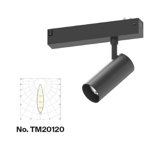 Inlight Φωτιστικό spot LED 10W, 3CCT, 24° για μαγνητική ράγα 220V, σε μαύρη απόχρωση D:4,5x10cm (TM20120)