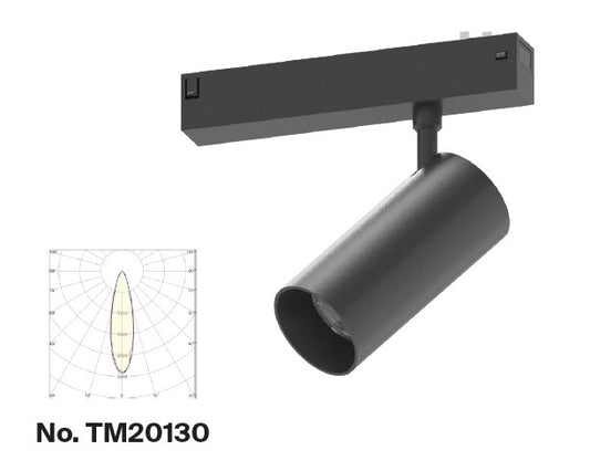 Inlight Φωτιστικό spot LED 18W, 3CCT, 24° για μαγνητική ράγα 220V, σε μαύρη απόχρωση D:5,5x12cm (TM20130)