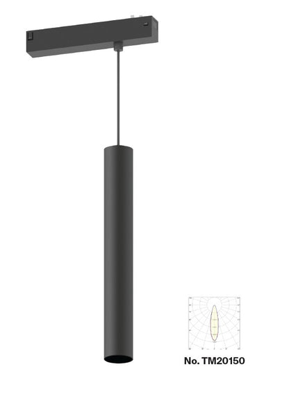 Inlight Κρεμαστό φωτιστικό LED 10W, 3CCT, 24°, για μαγνητική ράγα 220V σε μαύρη απόχρωση D:4x30cm (TM20150)
