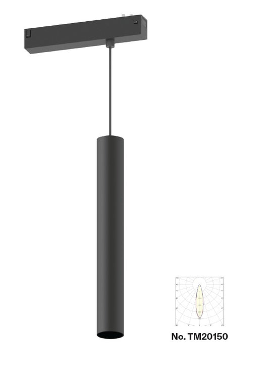 Inlight Κρεμαστό φωτιστικό LED 10W, 3CCT, 24°, για μαγνητική ράγα 220V σε μαύρη απόχρωση D:4x30cm (TM20150)