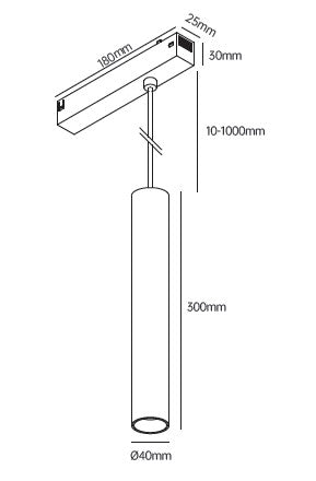 Inlight Κρεμαστό φωτιστικό LED 10W, 3CCT, 24°, για μαγνητική ράγα 220V σε μαύρη απόχρωση D:4x30cm (TM20150)