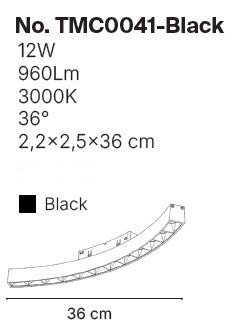 Inlight Γραμμικό φωτιστικό LED 12W 3CCT για Curved μαγνητική ράγα σε μαύρη απόχρωση D:34x2,2x2,5cm (TMC0041-Black)