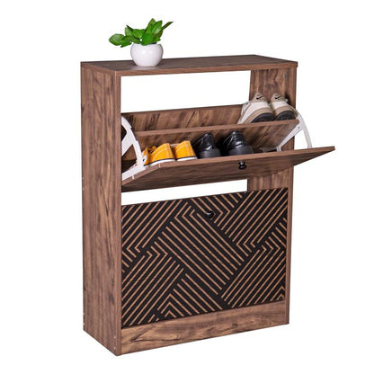 ΠΑΠΟΥΤΣΟΘΗΚΗ Fylliana "Home" 1872 ΜΕ 2 ΠΟΡΤΕΣ ΜΑΥΡΗ GREY OAK-ΜΑΥΡΗ 60x23.5x81εκ