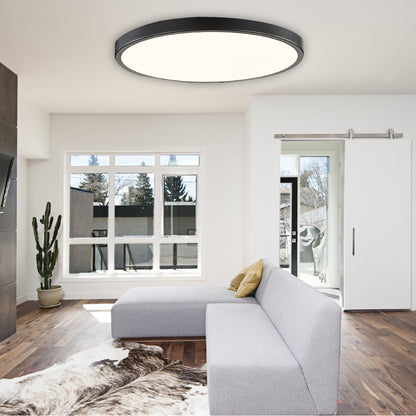 InLight Πλαφονιέρα οροφής LED 20W 3CCT (by switch on base) από μαύρο μέταλλο και ακρυλικό D:30cm (42035-D-Black)