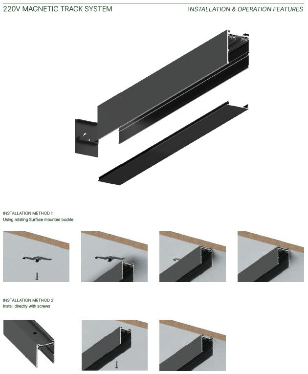 InLight Μαγνητική ράγα 220V με κάλυμμα μαύρη D:2m (TRM20012)