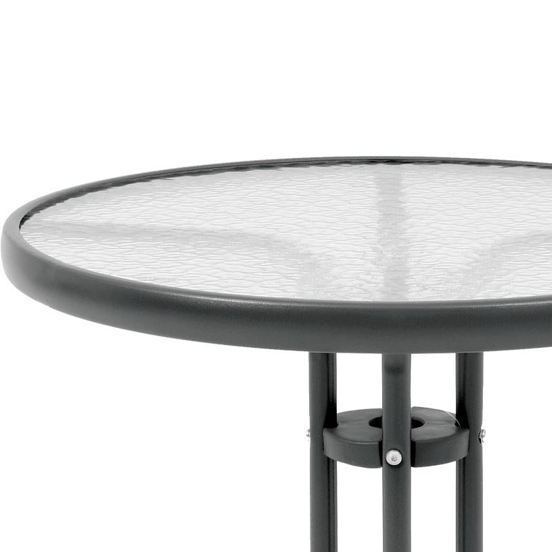 ΣΤΡΟΓΓΥΛΟ ΤΡΑΠΕΖΙ ΚΗΠΟΥ Fylliana 003 ΓΚΡΙ ΧΡΩΜΑ 80x70εκ